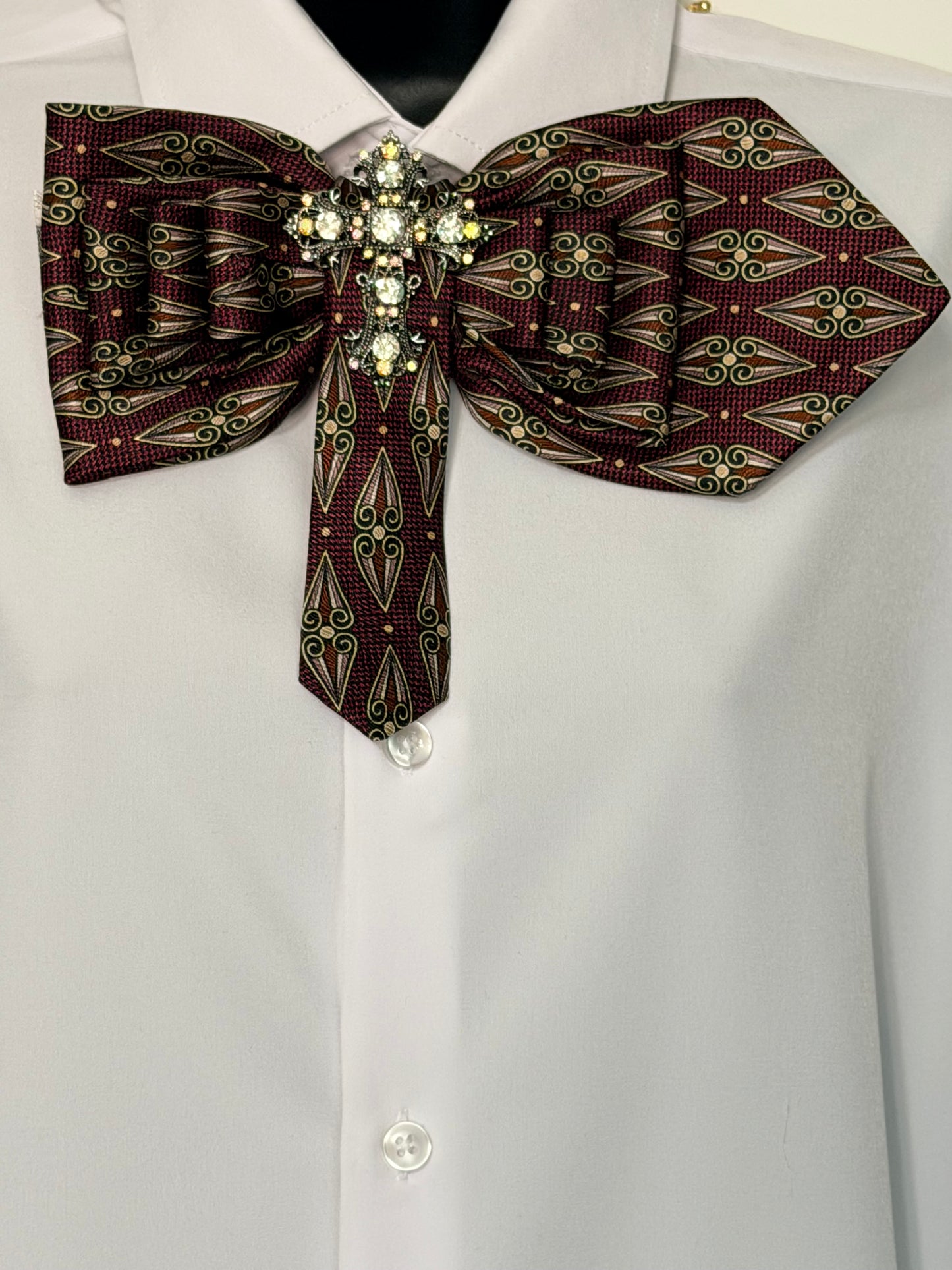 Burgundy Cross Neck Tie