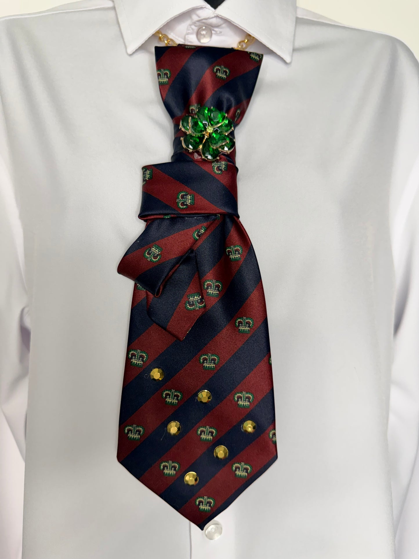 Women's Red and Blue Striped Tie